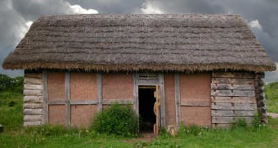 Saxon or Viking stlye building reconstructed at Bishops Wood Enviromental Centre